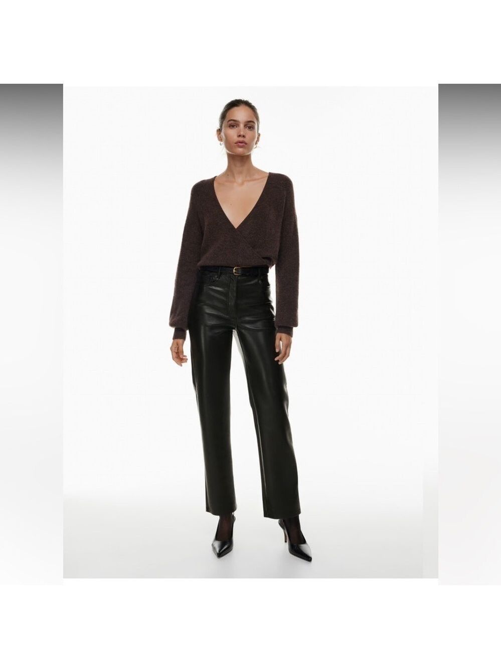 Aritzia Wilfred Melina High Waisted Vegan Leather Pant in Black Sz 2